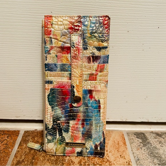 Brahmin Croc Embossed Leather Superbloom Credit Card Holder! - Picture 2 of 16